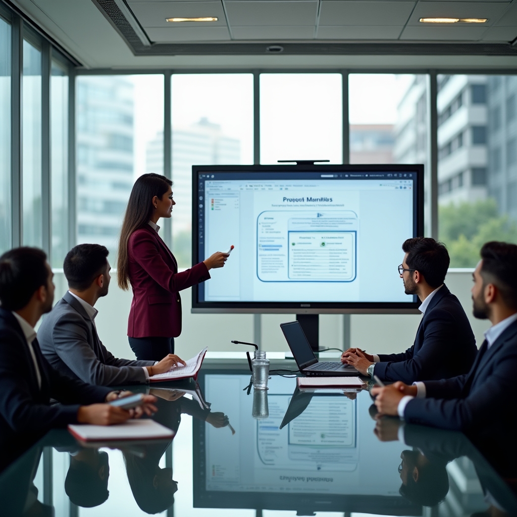Content strategy briefing session with real estate development team around a conference table